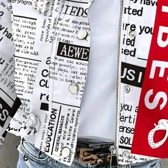 Bomber Geometric Pattern Alphabet Jacket - Picture 3 of 3